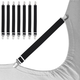 fogman 8 Piece Set of 8 Duvet Sheets Anti-Slip Fastening Clips Elastic Band Fasteners Corner (Black)