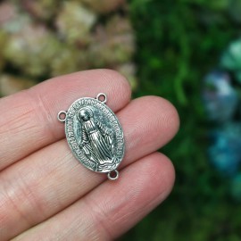 Miraculous Medal Rosary Centerpieces in Antique Silver Color - 5pcs