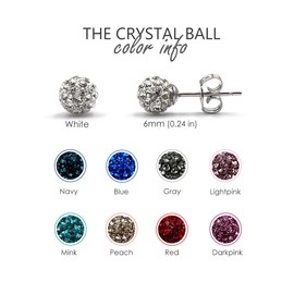CERASILVER Luxurious Czech Stone Crystal Ball Stud Earrings Set for Women (Large Set) (mint,gray), Large, Stone, czech stone