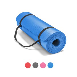 LOKATSE HOME All Purpose Thick Yoga Mat with Carrying Strap High Density Non-Slip Exercise Mat for Yoga and Pilates, 72 x 24 Inch, Blue