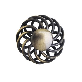 Utopia Alley Aire Round Swirl Cabinet Ring Pull Knob - Decorative Cabinet Drop Pull Knobs for Cabinets and Drawers - Vintage Cabinet Hardware with Hand Finished Antique Brass - 1.8" (5)