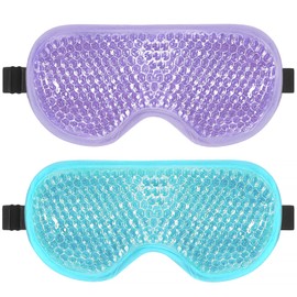 BeeVines Gel Eye Mask, 2 Pack Cooling Ice Sleeping Masks for Puffy Eyes Face for Men & Women, Cold & Warm Sleep Compress for Post Surgery, Puffiness, Allergies, Sinuses & Migraines(Blue & Purple)