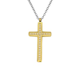 Laimons Men's necklace chain 50 + 6 cm cross 21 mm x 32 mm made of gold-plated stainless steel, Stainless Steel