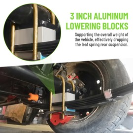 Racewill 3 inch Universal Leaf Spring Lowering Block Kits, 5" Length x 2-1/3" Width Blocks, with 4 Pack Heavy Duty Galvanized U-Bolts