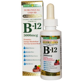 Nature's Bounty B-12 5000 mcg Sublingual Liquid Energy Health, 2 Fl Oz (2 Bottles)