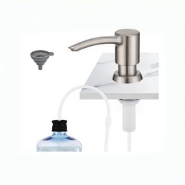 Soap Dispenser for Kitchen Sink, Built in Sink Soap Dispenser (Brushed Nickel), Countertop Soap Dispenser Pump with 47" Extension Tube kit, No Need to Fill Bottle Again
