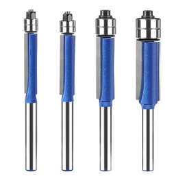 4Pcs Flush Trim Bit Set 6mm Shank Top Double Bearings Straight Router Professional Woodworking Tool