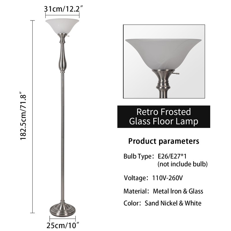 Torchiere Floor Lamp for Living Room, Standing Lamp with White