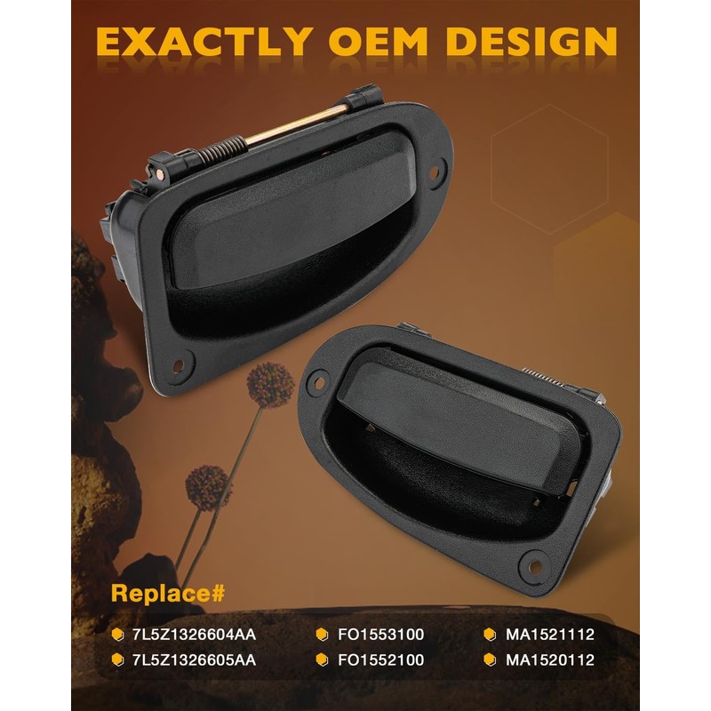 Interior Rear Door Handles, Compatible with 1993-2011 Ford Ranger, 1998-2000