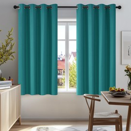 Deconovo Deconovo Super Soft Solid Thermal Insulated Eyelet Bedroom Blackout Curtains for Girls 46 x 54 Inch Drop Turquoise 2 Panels