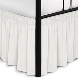 Biscaynebay Wrap Around Bed Skirts with Split Corners for Full Beds 18" Drop, Ivory Adjustable Elastic Dust Ruffles Easy Fit Wrinkle Resistant Silky Luxurious Fabric Machine Washable