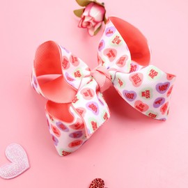 Valentine's Day Heart Hair Bow Clip Pink Ribbon Hair Clip Love Letter Hair Bow Barrettes Cute Valentines Hair Alligator Clip Large Bowkont Hairpins Valentine's Day Hair Accessories for Women Girls