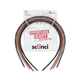 Scunci Effortless Beauty Skinny Plastic Headbands, 4-Count