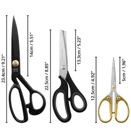 Handi Stitch Zig Zag Pinking Scissors, Dressmaking Tailor Shears and Embroidery Scissors Set - Heavy Duty Stainless Steel Sharp Professional Sewing Scissors for Leather, Fabric & Clothes