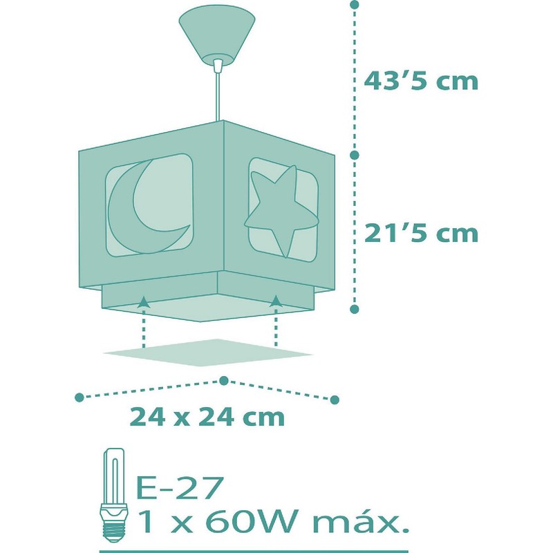 Dalber Moon Pendant with Stars Design, Green