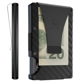 The Ridge Minimalist Slim Wallet for Men - Credit Card Holder with RFID Blocking on Front Pocket - Small Wallets for Men Made of Aluminium and Metal with Money Clip (Carbon Fiber)