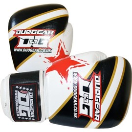 12oz WHITE 'S and S' LEATHER MUAY THAI KICKBOXING BOXING MARTIAL ARTS TRAINING SPARRING BAGWORK GLOVES