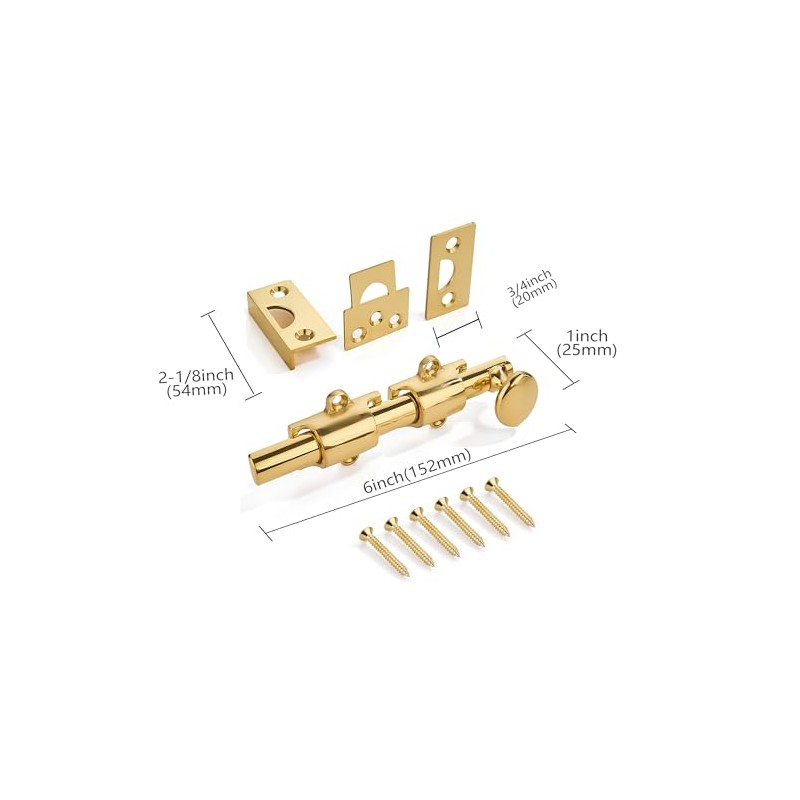 ZAUYX 6 inches 2 Pack, Polished Brass Dutch Solid Brass