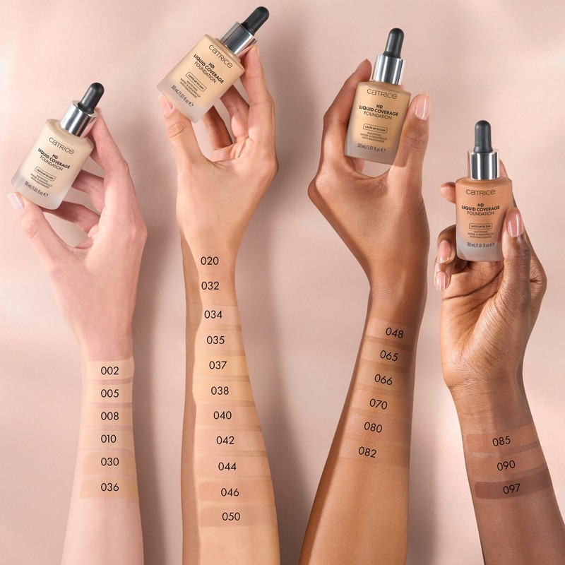 Catrice HD Liquid Coverage Foundation, No. 080, Nude, Long-Lasting, Matte,