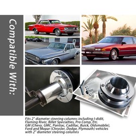 XTPTFABS Billet Aluminum Steering Column Swivel Floor Mount Compatible with 2" Columns SBC BBC 350.Vehicles with 2" Diameter Steering Columns(Steering Column Floor Board Mount, Ball Swivel Type)