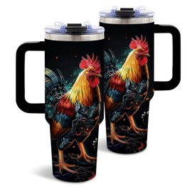 DUUV Chicken Gifts for Men, Rooster Tumbler, Birthday Gifts for Chicken Lover, Chicken and Rooster Design, Unique Gifts for Chicken Owners, 40 Oz Tumbler with Handle