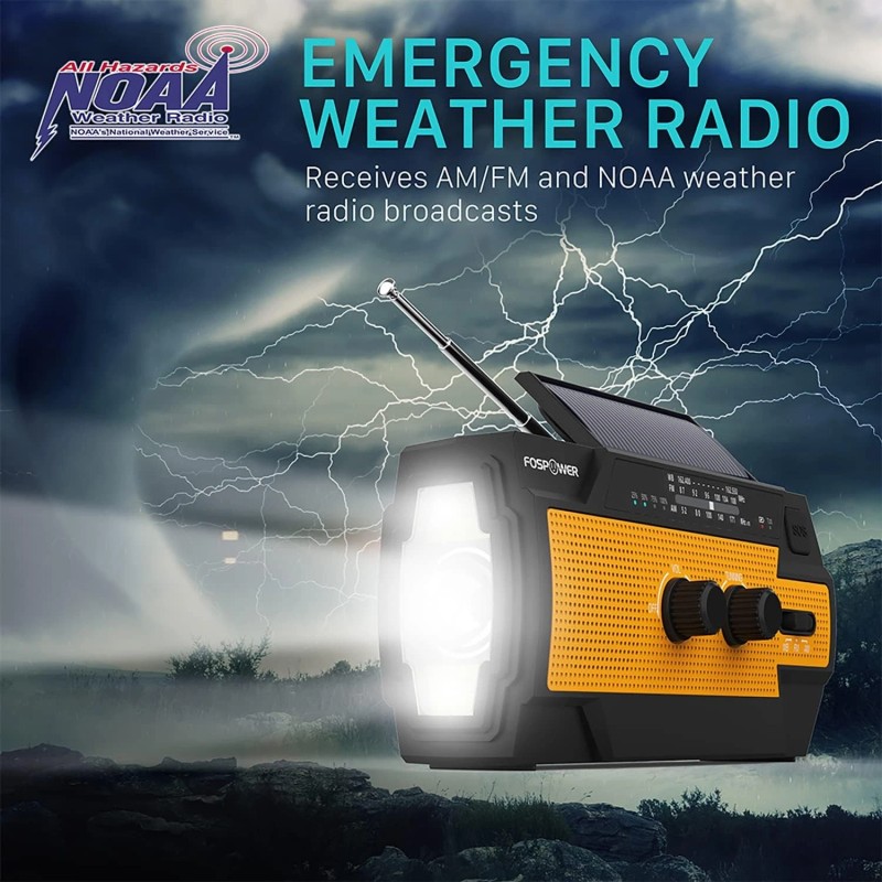 FosPower Emergency Weather Radio (Model A3) NOAA/AM/FM with 14800mWh Model