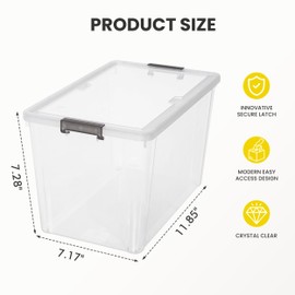 Citylife 7.8 QT 6 Pack Small Storage Bins Plastic Storage Container Stackable Box with Lids for Organizing, Clear White
