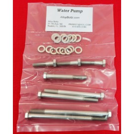 ALLOYBOLTZ - Compatible with Ford Small Block SBF 260 289 302 351W Stainless Steel Water Pump Hex Bolt Kit for Driver Side Pump Inlet Type Only