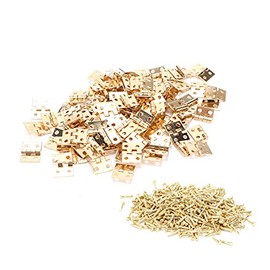 Zerodis 100 Piezas Mini Bisagra de Metal Retro Pequeño Accesorio de Metal con Tornillo para Joyero de Bricolaje, Herrajes pequeños para casa de muñecas, Muebles en Miniatura, Armario
