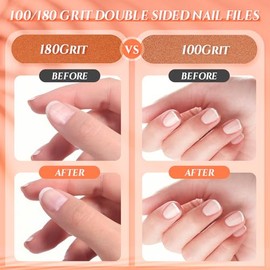Lima de uñas, paquete de 12 unidades de grano 100/180 – Tablero de esmeril reutilizable de doble cara para uñas naturales, acrílicas y de gel, lima de