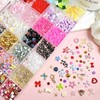 28 Grids 3D Nail Charms Rhinestones Pearls for Nails Art