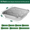 8x8 Inch Disposable Aluminum Foil Pans with Lids (15 Pack)