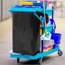 iplusmile Janitorial Cart Bag: High Capacity Cleaning Cart Bag Replacement Commercial Cleaning Bags Replacement for Hotels Offices,Black