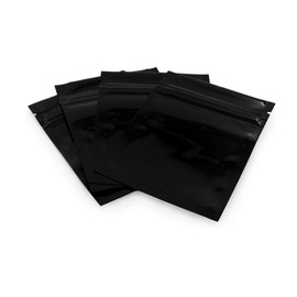 100PCS Thicken Double-Sided Metallic Mylar Foil Self Sealing Flat Bag Zipper Pouch Food Grade Sample Packing Storage Holder Container for Cosmetic Tea Powder (10cm x 15cm, Black)