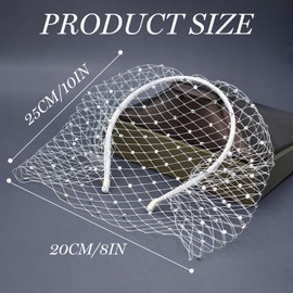 UTXN White Veil Headband, Fascinator Hat, White Lace Veil, Women Accessories, 1920s Headband, Women's Short Vails with Rhinestone, Fascinators for Weddings, Wedding Veil, for Funeral Weddings