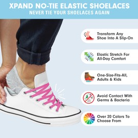 Xpand No Tie Shoelaces System with Elastic Laces - One Size Fits All Adult and Kids Shoe