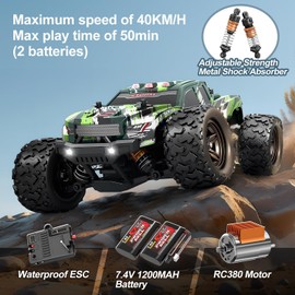 X-TMAGA Rc Cars 1:18 All Terrain RC Car for Adults & Boys (HS18305), 4WD Off-Road RC Truck High Speed Fast 40+ KPH, 4X4 Waterproof Remote Control Car with 2 Rechargeable Batteries