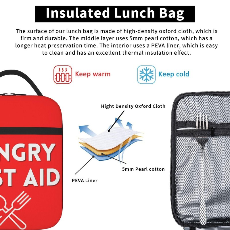 Hangry First Aid Insulated Lunch Bag Portable Reusable Lunch Box