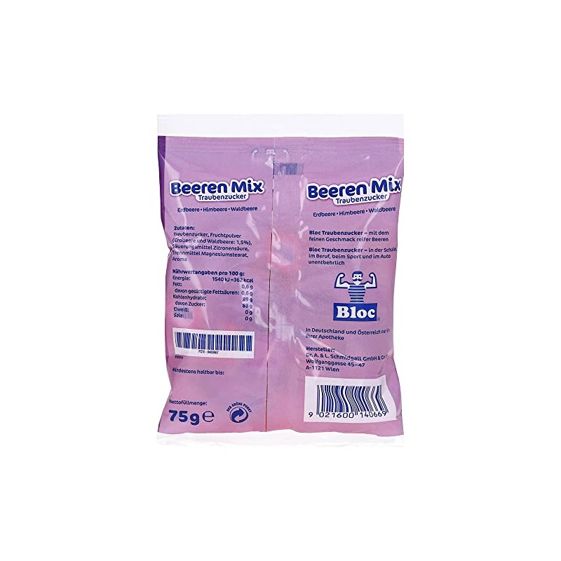 Bloc Traubenzucker Beeren, 75 g glucose