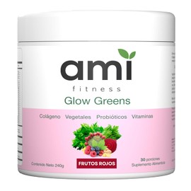 Ami Fitness - Ami Glow Greens - Jugo Verde Premium en Polvo con Colágeno y Probióticos, Superfoods, Enzimas Digestivas y Vitaminas - Apoy...