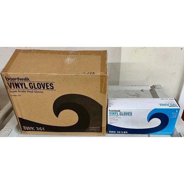 Boardwalk BWK 361LBX vinyl exam gloves. Case of 1000. New