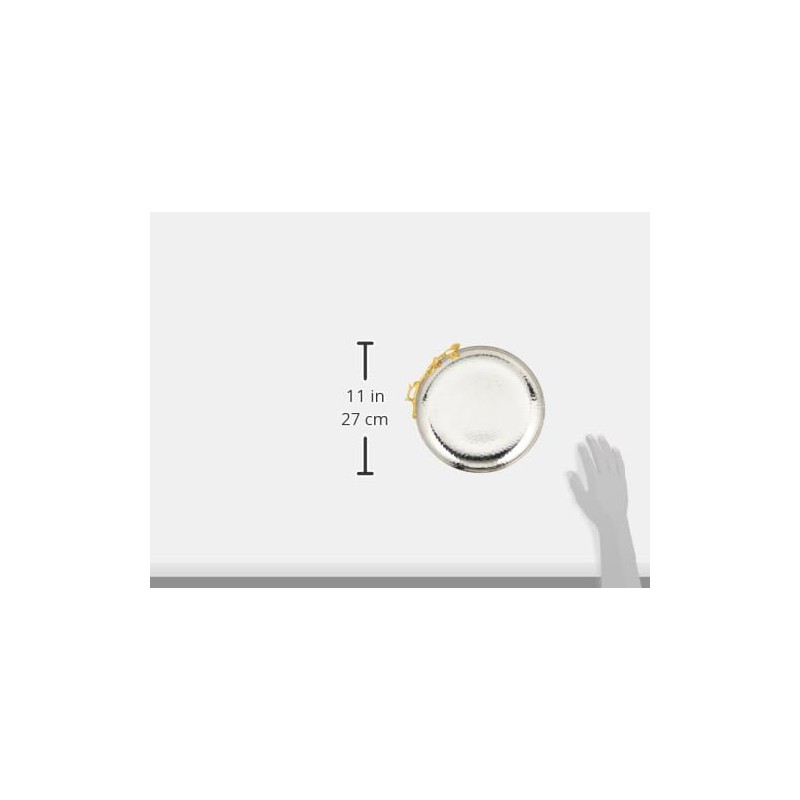 Elegance Golden Vine Hammered Round Tray, 10.75-Inch, Silver/Gold