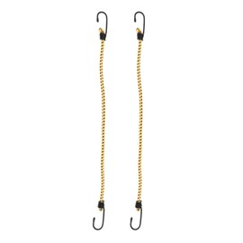 INFINAUTO Luggage Cords with Hooks 60cm Motorcycle Trailer Trucks Cargo Adjustable Bungee Cords with Metal Buckle Yellow 2pcs