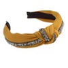 Mustard Yellow with Grey Diamante Strip Fabric Flex HeadBand/Head Band