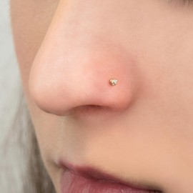 JULIETTE COLLECTION 14K Yellow Gold 1pt Round Diamond Prong Nose Stud Ring - Gauge 19 (0.9MM