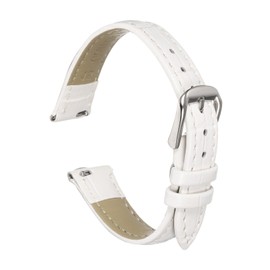 sourcing map Quick Release Genuine Leather Watch Band 17mm Embossed Pattern Leather Watch Strap Replacement for Men Women, White