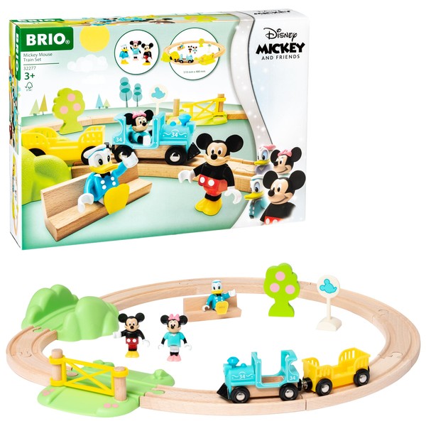 BRIO World 32277 Mickey Mouse Railway Set - Wooden Train Supplement - Recommended from 3 Years