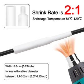 2 Pack Compatible with HSe-211 HSe211 HS211 HS-211 Heat Shrink Tube 5.8mm 0.23'' Black on White Wire Cable Tubing Label Tape for P-Touch PT-E300 PT-H75 PT-H300 PT-E500 PT-H300LI D450 Label Maker