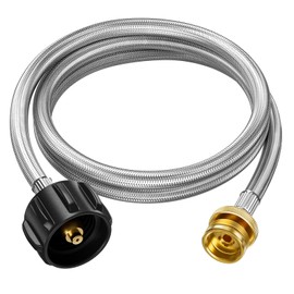 Rushare Propane Hose Adapter, 5 FT Braided Hose for Coleman Stoves, Charbroil Portable Grill, Blackstone 17" 22" Tabletop Griddles, Weber Q Grills, Buddy Heater - Converts 1 lb to 20 lb Tanks
