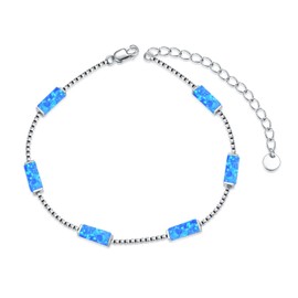 WINNICACA 925 Sterling Silver Blue Opal Bracelet for Women and Girls Christmas Birthday Anniversary Jewellery Gifts for Her Wife Mom Sister Daughter (Blue Opal)